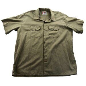 Dickies Mens Work Shirt 3XL Short Sleeve Green Classic Khaki Button Up Casual